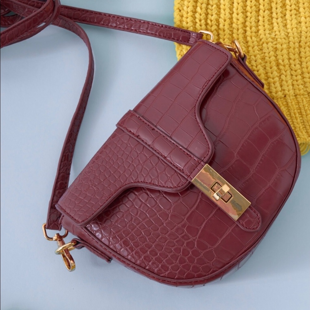 Faux Crocodile Crossbody Bag